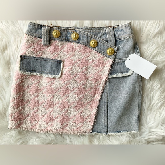 Pink tweed denim mini skirt 🩷 - Picture 3 of 10